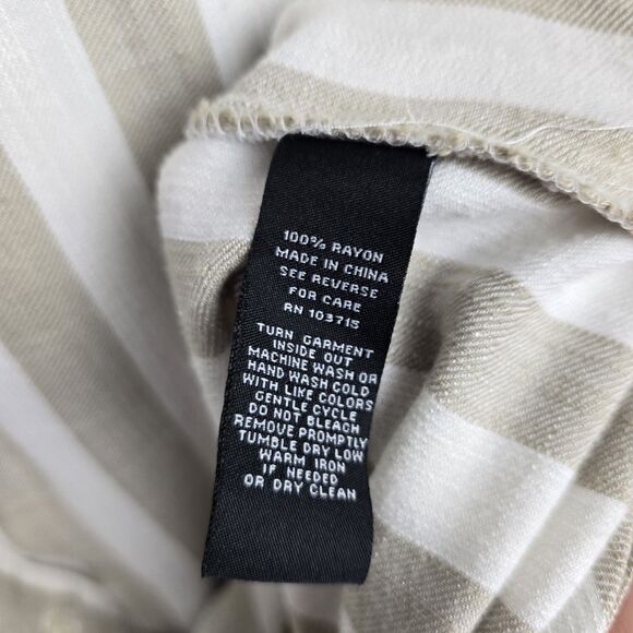 Sharagano Shirt Dress Womens 22W Taupe Ivory Button Up Pockets Stripes  Y2K - Picture 11 of 14